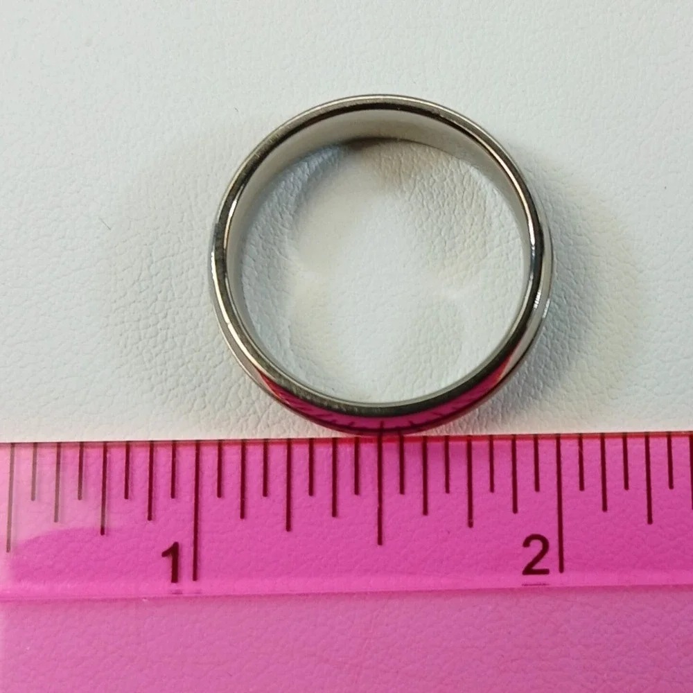 Vintage Mens Titanium 6mm Comfort Fit Band Ring Size 10 Brushed Polished Silver